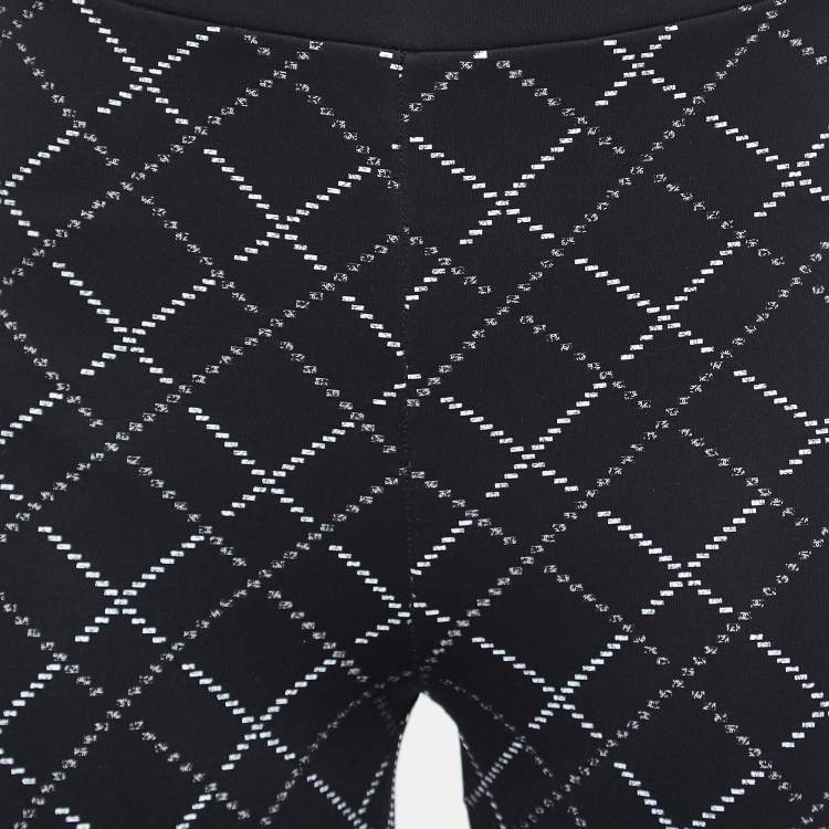 Pre Owned Chanel Black Neoprene Criss-Cross Sequined Leggings S