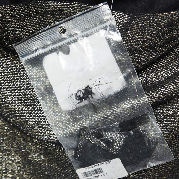 Pre Owned Chanel Gold Metallic Tweed A-Line Knee-Length Skirt L