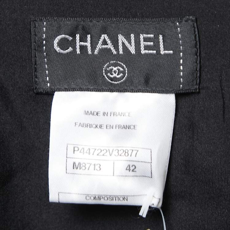 Pre Owned Chanel Gold Metallic Tweed A-Line Knee-Length Skirt L