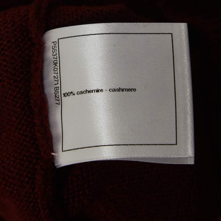 Pre Owned Chanel Burgundy Striped Cashmere Sweater Dress L