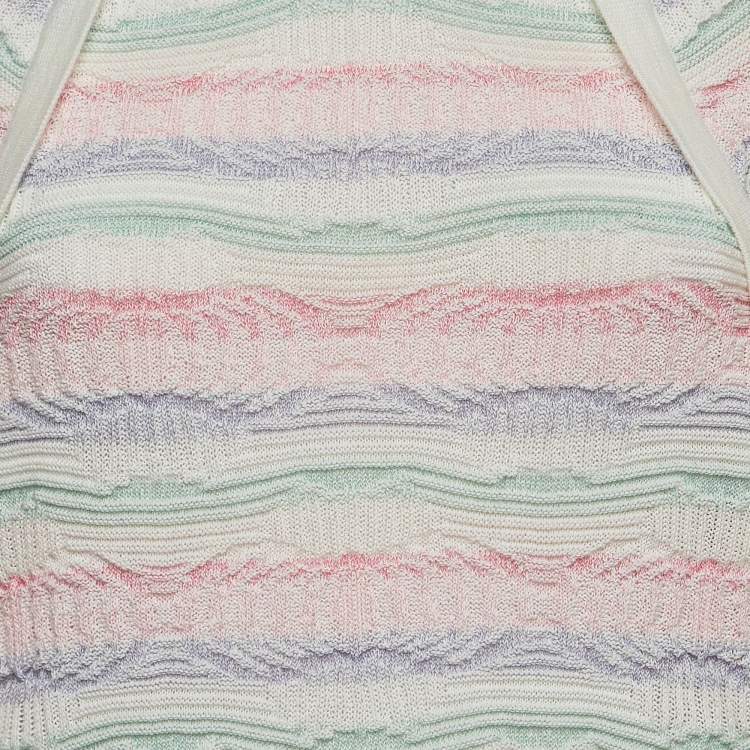 مملوكة مسبقًا Chanel Multicolor Striped Knit Midi Dress M