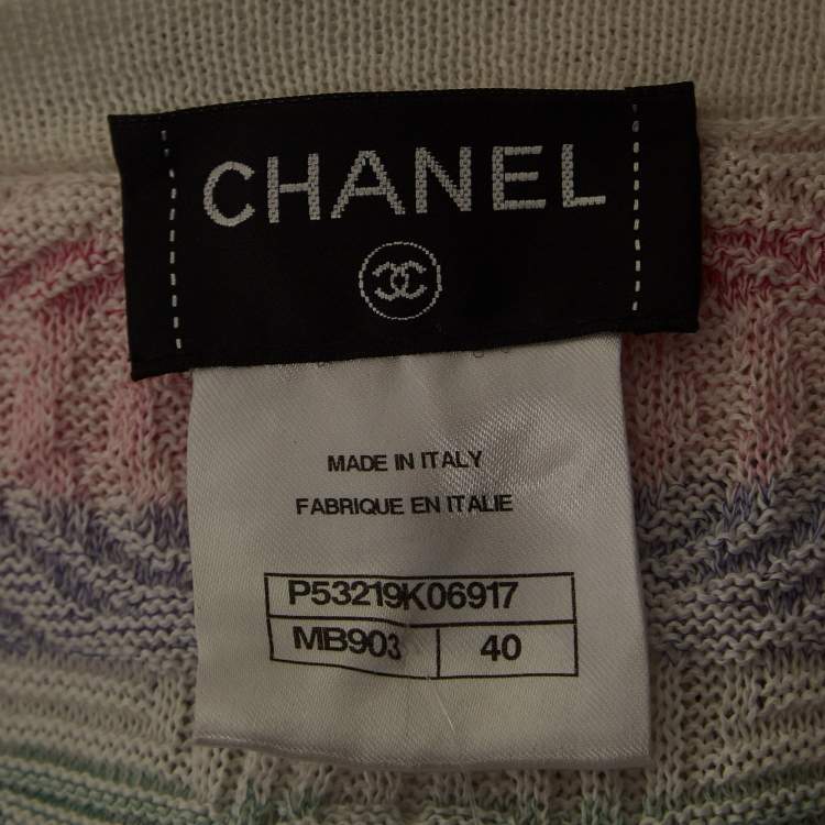 مملوكة مسبقًا Chanel Multicolor Striped Knit Midi Dress M
