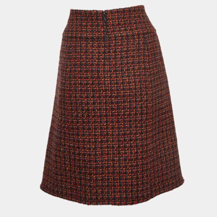 Pre Owned Chanel Multicolor Tweed Knee-Length Skirt L