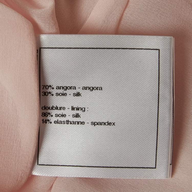 Pre Owned Chanel Pink Rhinestone Embellished Angora Wool Mini Dress M