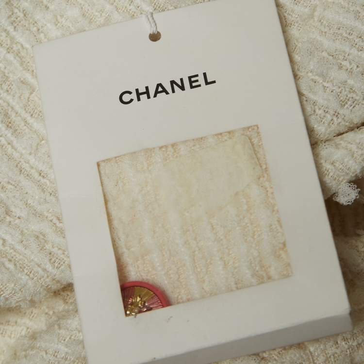 Pre Owned Chanel White Tweed Sleeveless Knee-Length Dress L