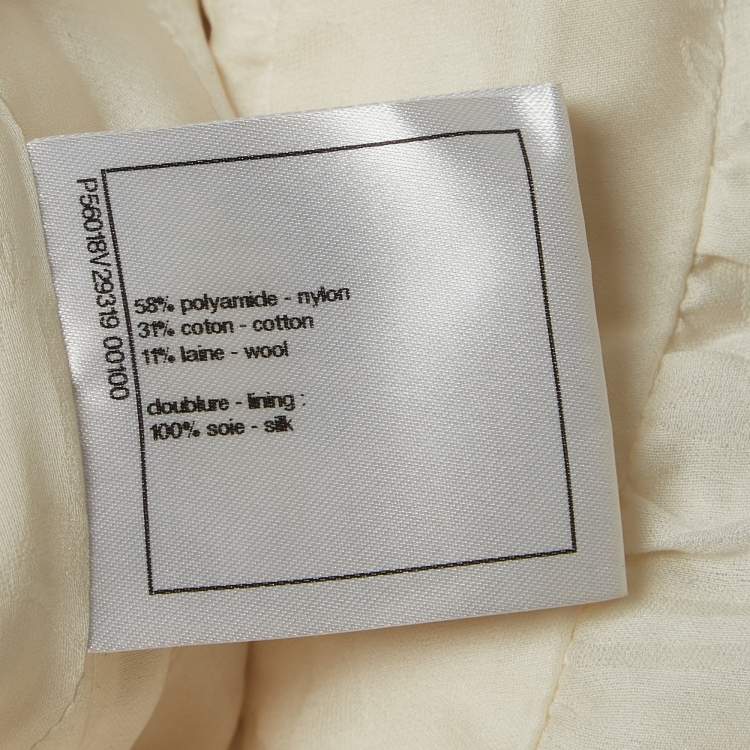 Pre Owned Chanel White Tweed Sleeveless Knee-Length Dress L
