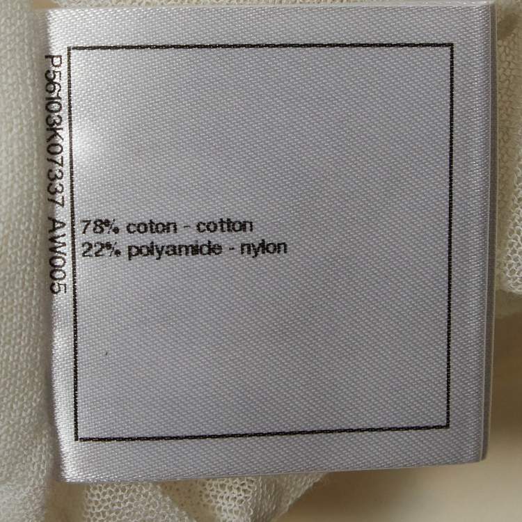 Pre Owned Chanel White Sequin Embroidered Mesh Pullover Top M