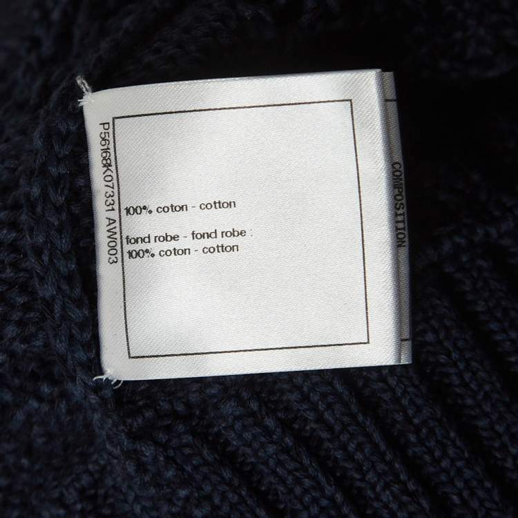 Pre Owned Chanel Navy Blue Cotton Knit Sleeveless Mini Dress L