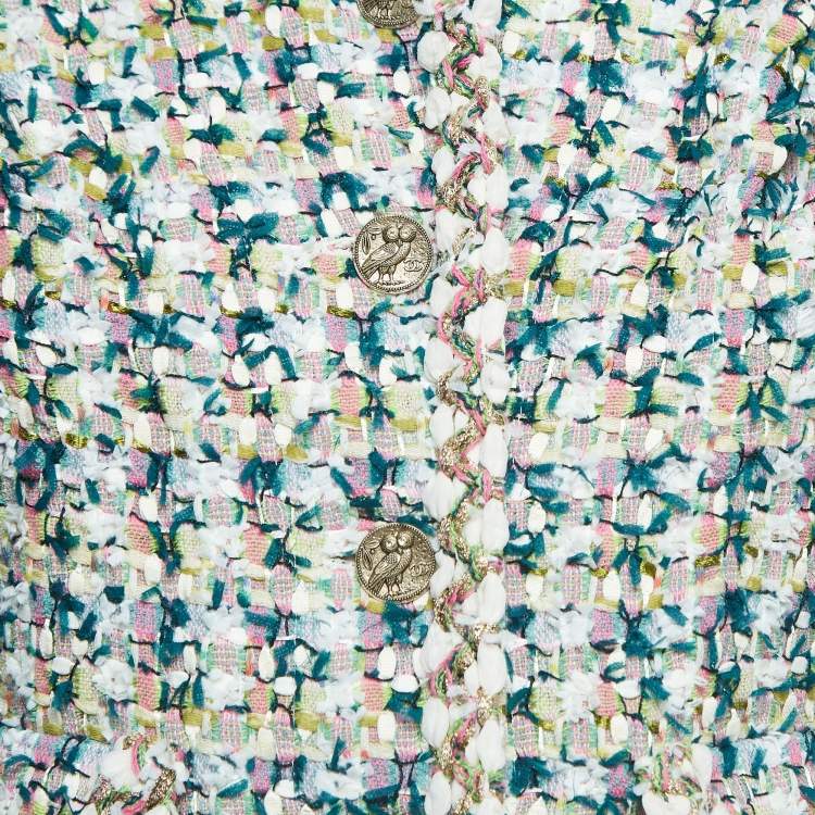 Pre Owned Chanel Multicolor Tweed Buttoned Jacket M