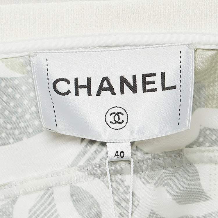 مملوكة مسبقًا Chanel Dark Green Printed Synthetic Vinyl Bomber Jacket M