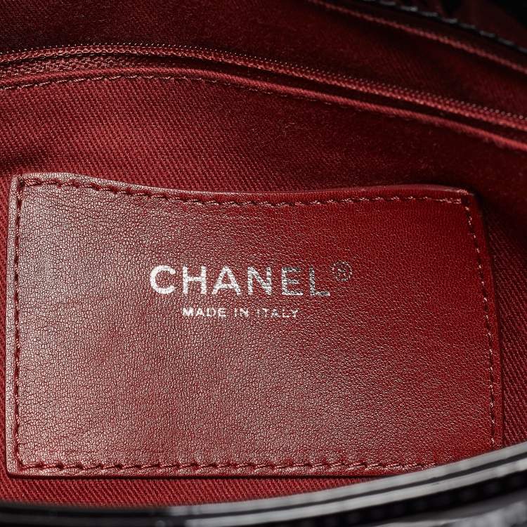Pre Owned Chanel Black Quilted Patent Leather Large Just Mademoiselle Bowler Bag