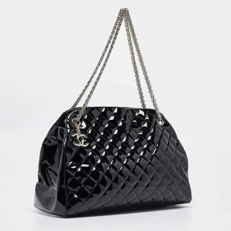 Pre Owned Chanel Black Quilted Patent Leather Large Just Mademoiselle Bowler Bag