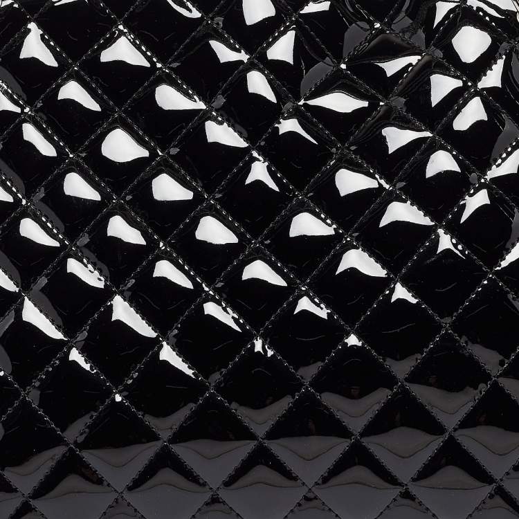 Pre Owned Chanel Black Quilted Patent Leather Large Just Mademoiselle Bowler Bag