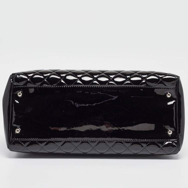 Pre Owned Chanel Black Quilted Patent Leather Large Just Mademoiselle Bowler Bag