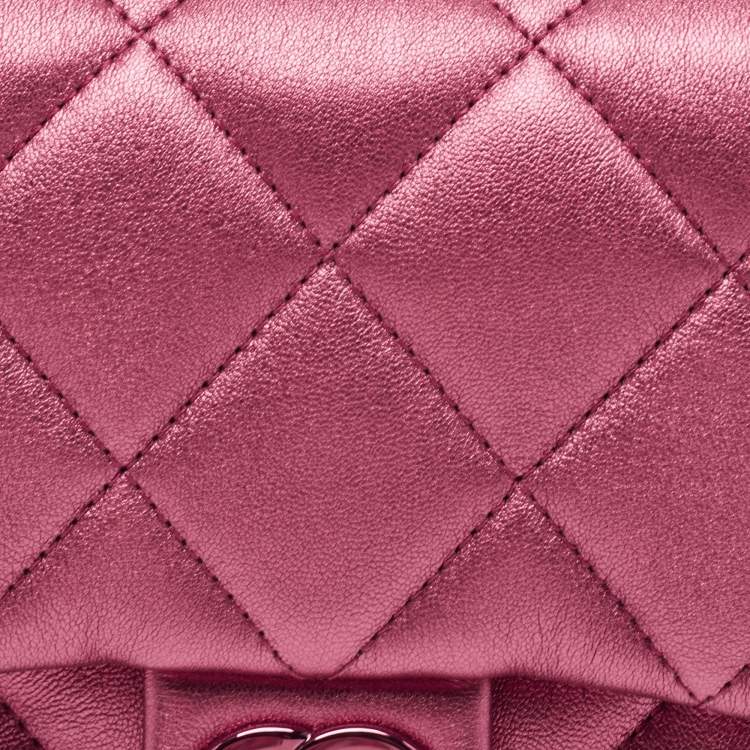 Pre Owned Chanel Metallic Pink Quilted Leather Mini Flap Bag