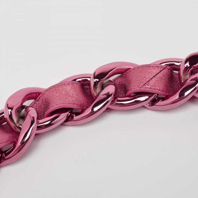 Pre Owned Chanel Metallic Pink Quilted Leather Mini Flap Bag