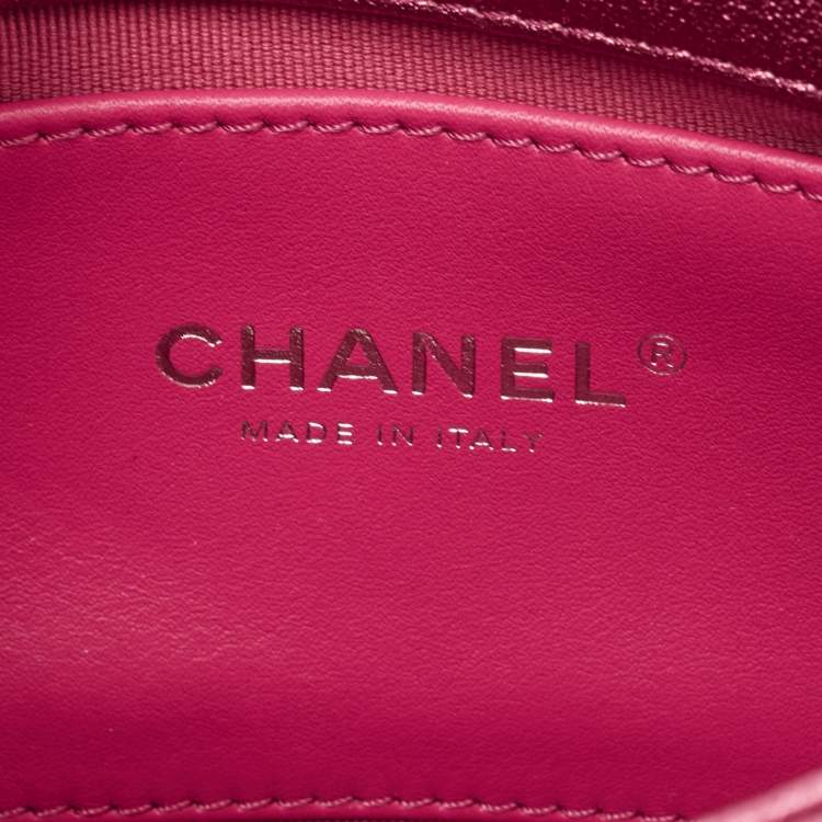 Pre Owned Chanel Metallic Pink Quilted Leather Mini Flap Bag