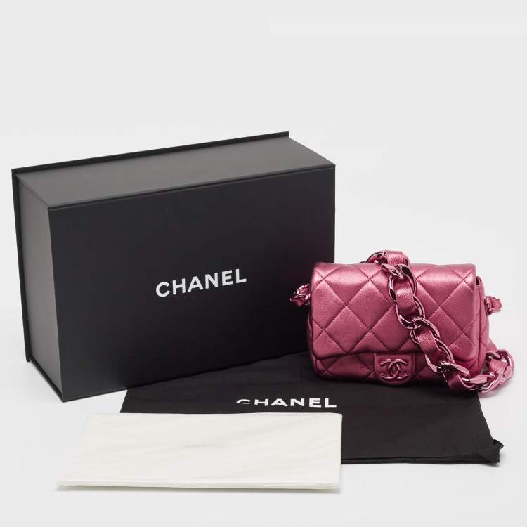 Pre Owned Chanel Metallic Pink Quilted Leather Mini Flap Bag
