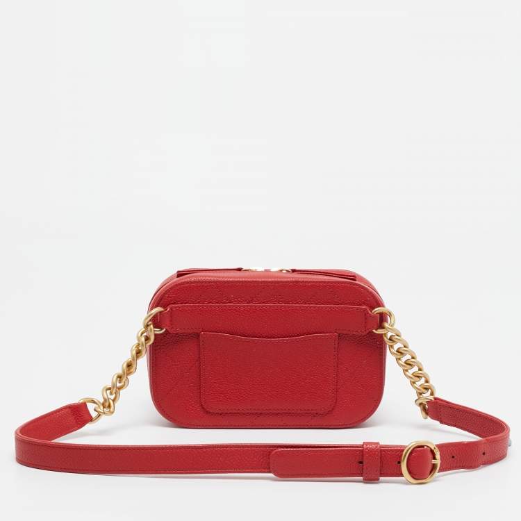 Pre Owned Chanel Red Quilted Caviar Leather Chic Affinity Belt Bag