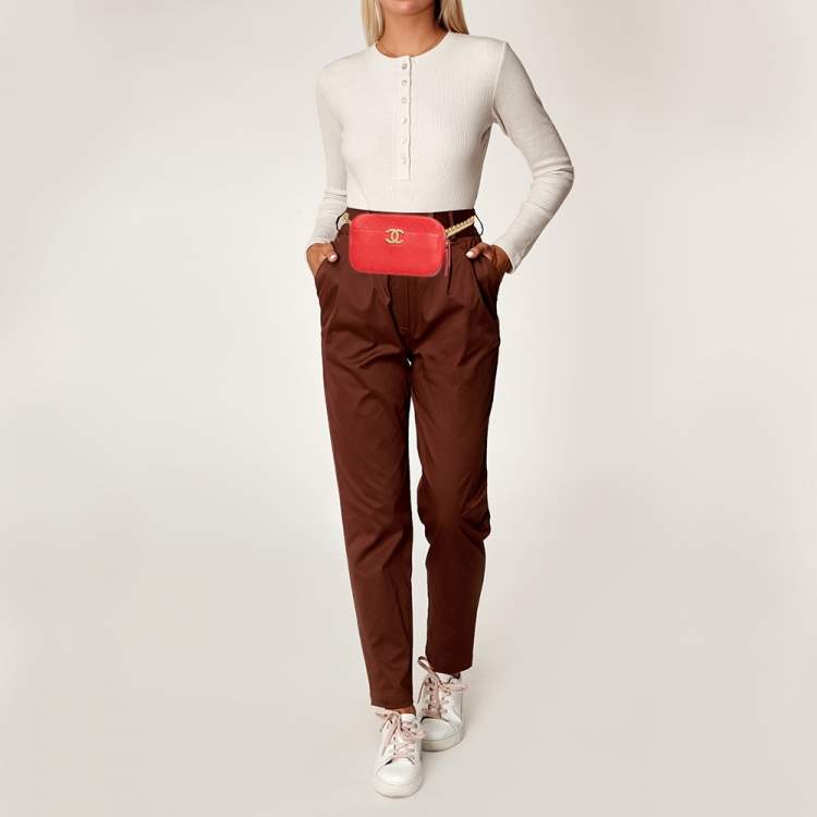 Pre Owned Chanel Red Quilted Caviar Leather Chic Affinity Belt Bag