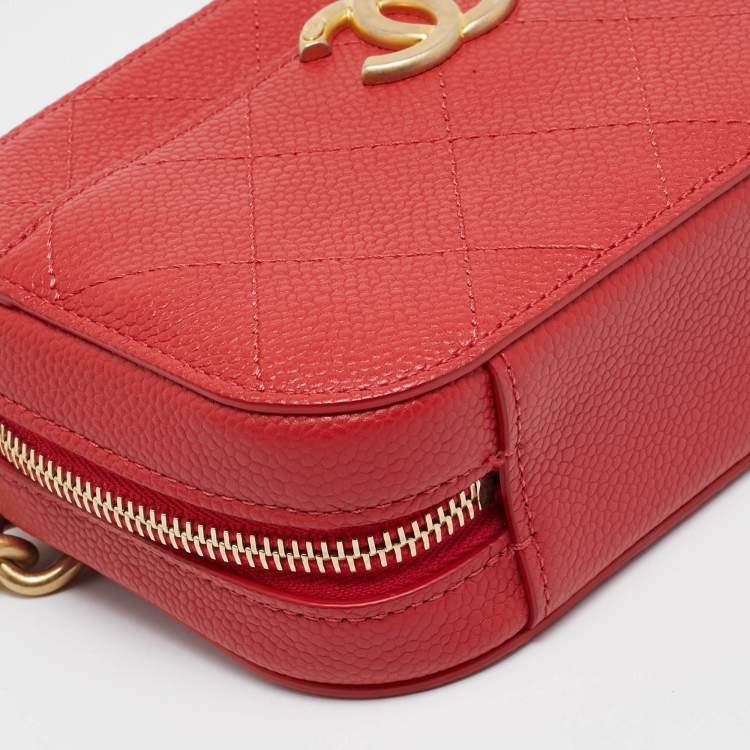 Pre Owned Chanel Red Quilted Caviar Leather Chic Affinity Belt Bag