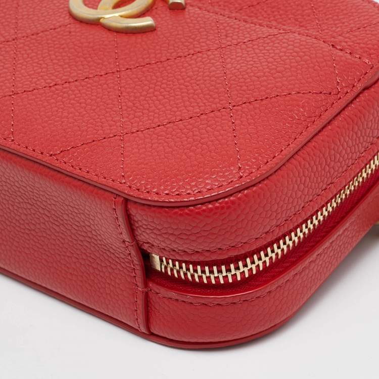 Pre Owned Chanel Red Quilted Caviar Leather Chic Affinity Belt Bag