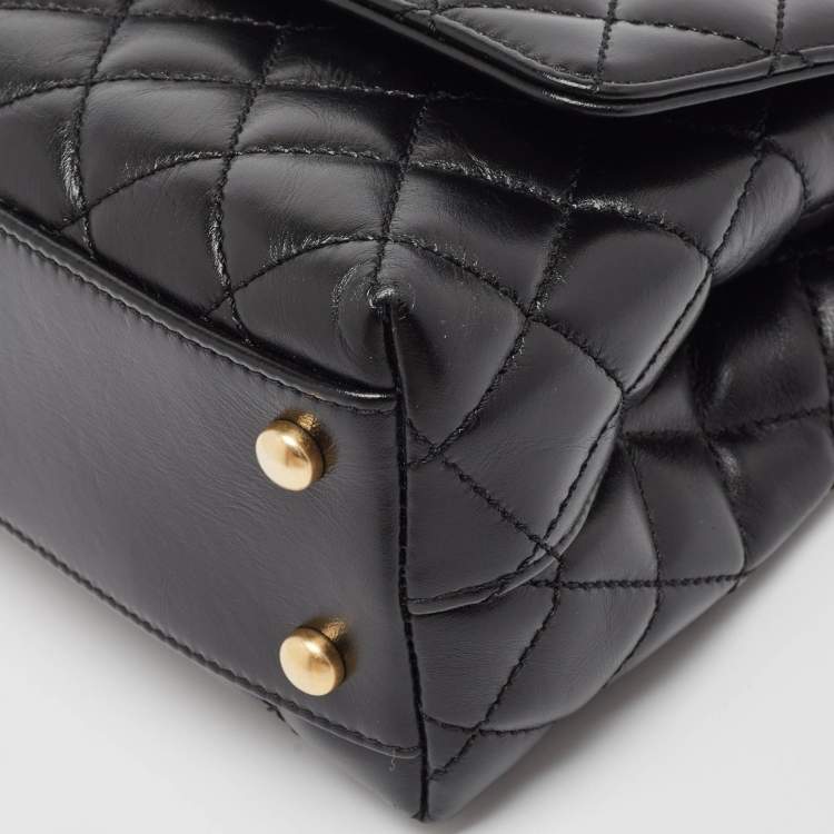 Pre Owned Chanel Black Quilted Leather Mini Symbolic Coco Top Handle Bag