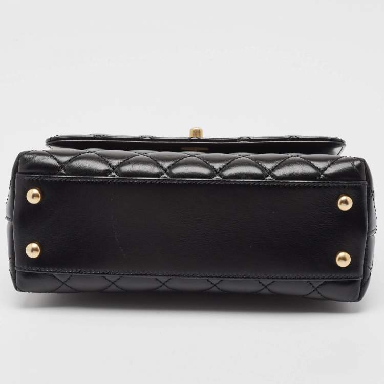 Pre Owned Chanel Black Quilted Leather Mini Symbolic Coco Top Handle Bag