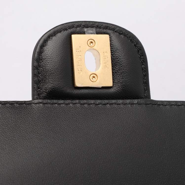 Pre Owned Chanel Black Quilted Leather Mini Flap Top Handle Bag