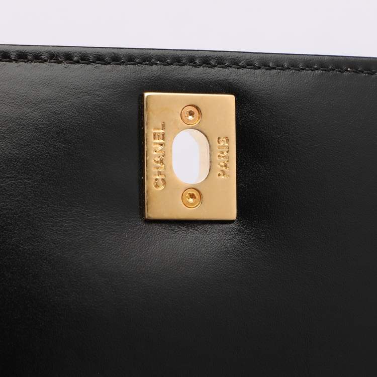 Pre Owned Chanel Black Quilted Leather Small Coco Metal Top Handle Bag