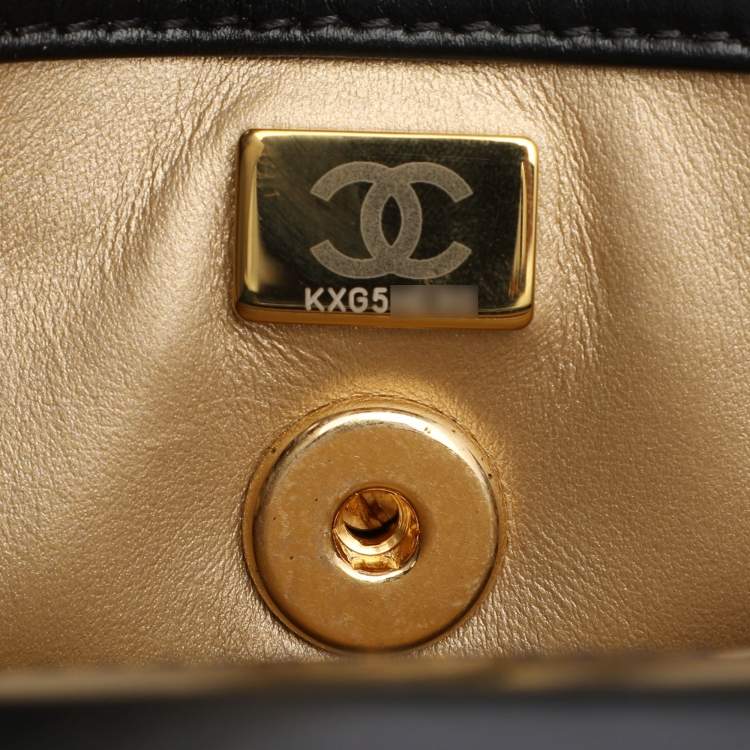 Pre Owned Chanel Black Quilted Leather Small Coco Metal Top Handle Bag