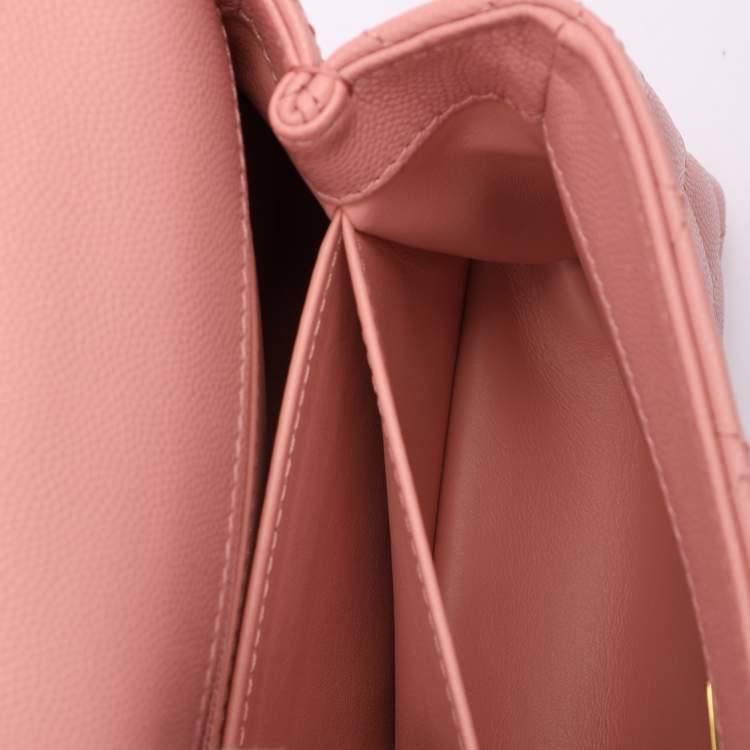 Pre Owned Chanel Pink Quilted Caviar Leather Mini Coco Top Handle Bag