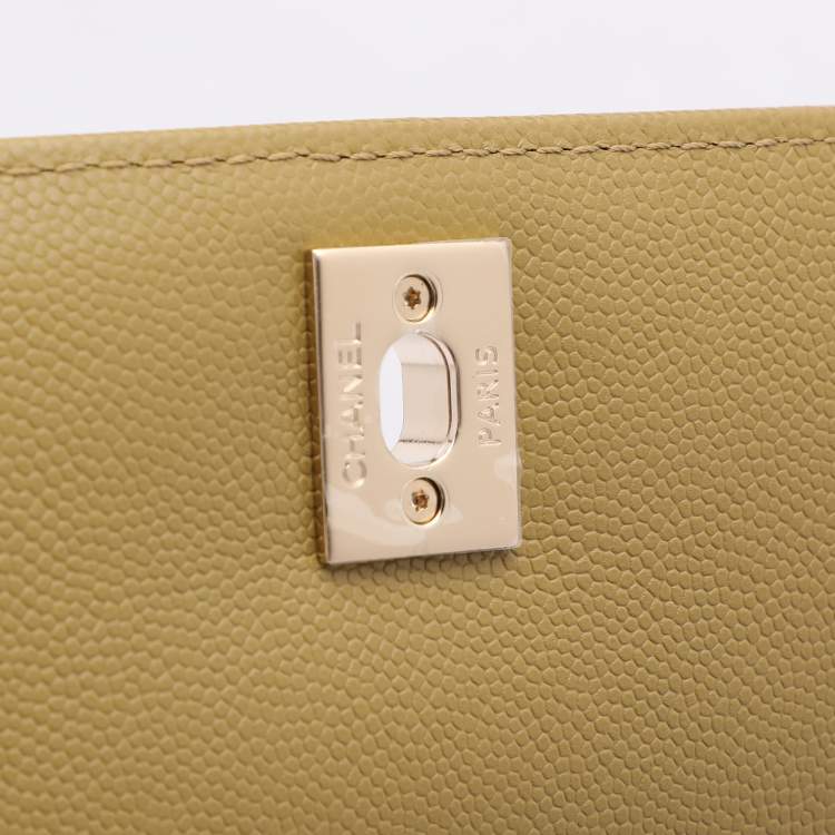 Pre Owned Chanel Olive Green Quilted Caviar Leather Mini Coco Top Handle Bag