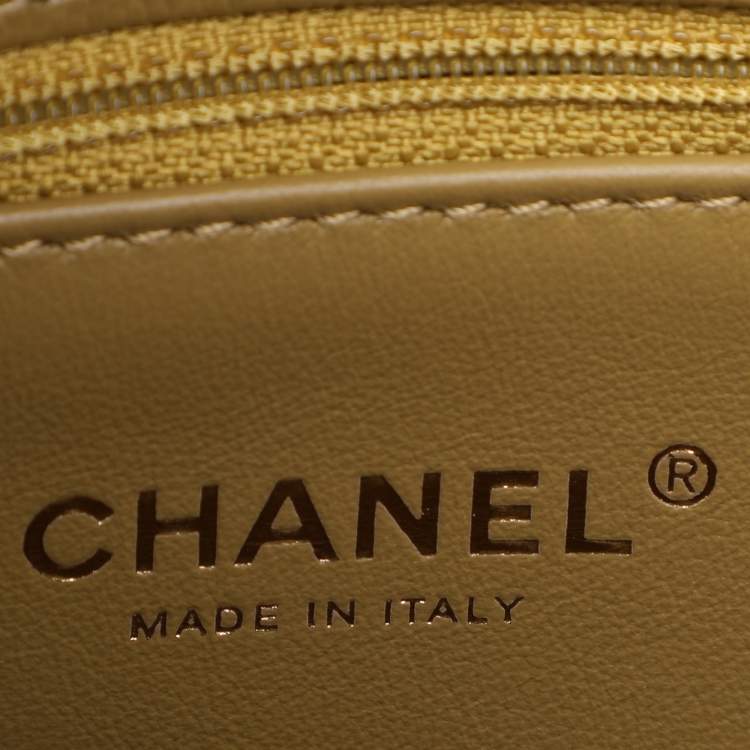 Pre Owned Chanel Olive Green Quilted Caviar Leather Mini Coco Top Handle Bag