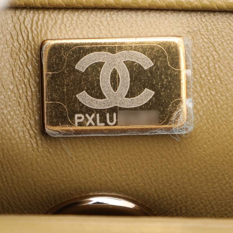 Pre Owned Chanel Olive Green Quilted Caviar Leather Mini Coco Top Handle Bag