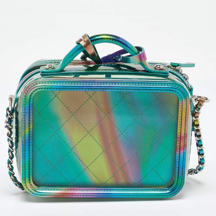 Pre Owned Chanel Multicolor Patent Leather and PVC  Small CC Filigree Vanity Case Bag