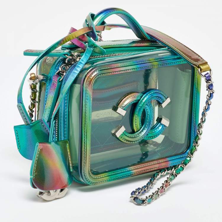 Pre Owned Chanel Multicolor Patent Leather and PVC  Small CC Filigree Vanity Case Bag