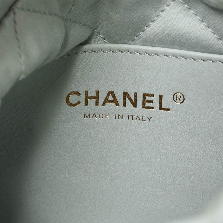 Pre Owned Chanel Light Blue Quilted Leather Mini 22 Chain Bag