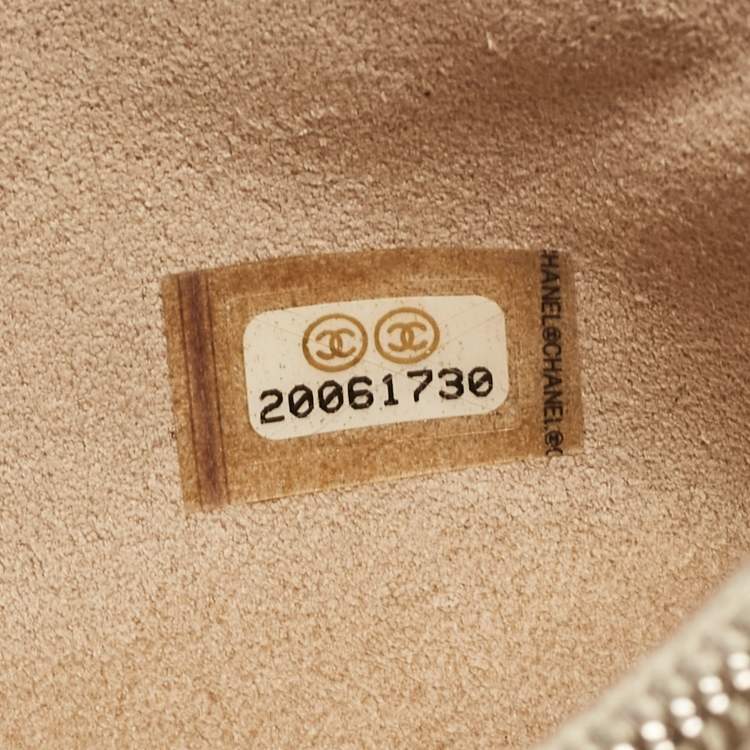 Pre Owned Chanel Gold Quilted Leather Boy Phone Holder Pouch 