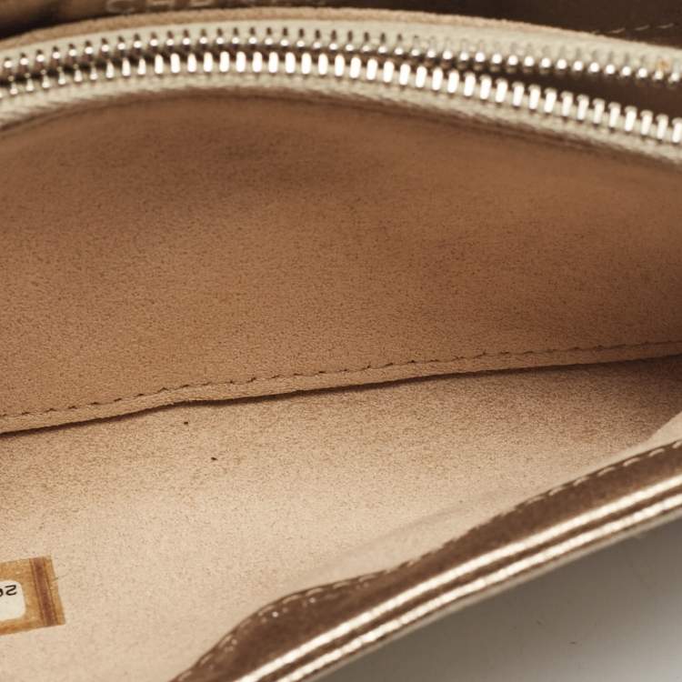 Pre Owned Chanel Gold Quilted Leather Boy Phone Holder Pouch 