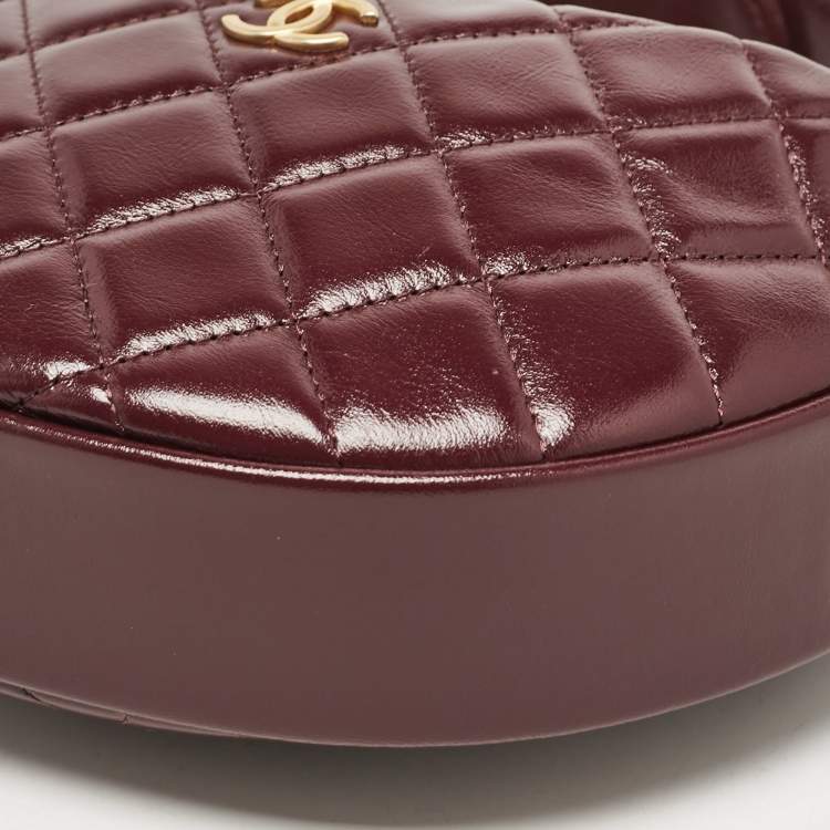 Pre Owned Chanel Burgundy Quilted Leather CC Chain Pouch