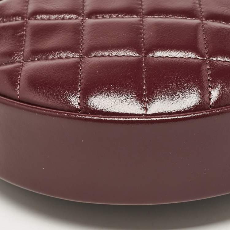 Pre Owned Chanel Burgundy Quilted Leather CC Chain Pouch