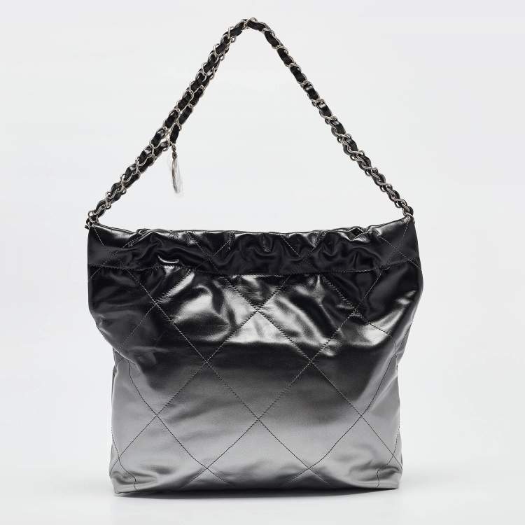 Pre Owned Chanel Metallic Ombre Quilted Shiny Leather Small 22 Hobo