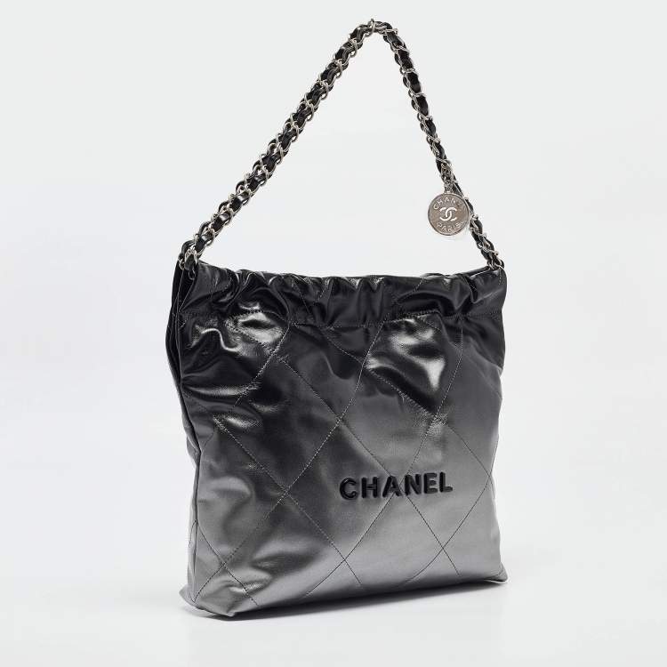Pre Owned Chanel Metallic Ombre Quilted Shiny Leather Small 22 Hobo