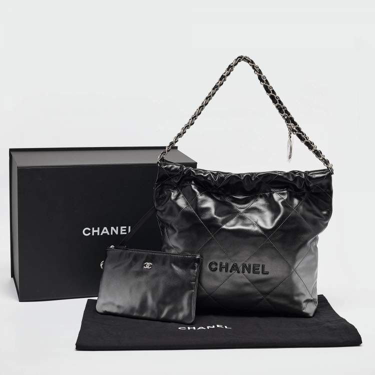 Pre Owned Chanel Metallic Ombre Quilted Shiny Leather Small 22 Hobo