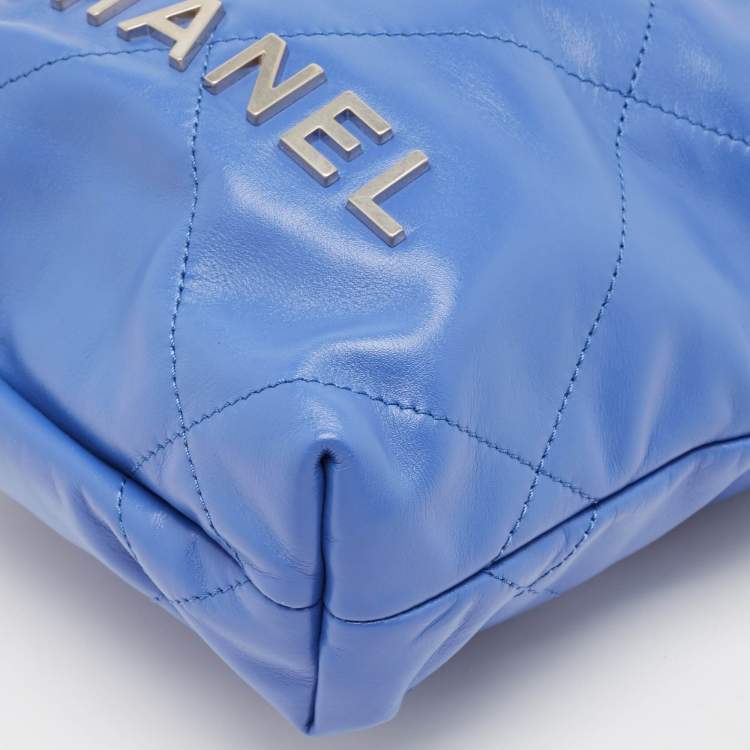 Pre Owned Chanel Blue Quilted Leather Mini 22 Chain Bag