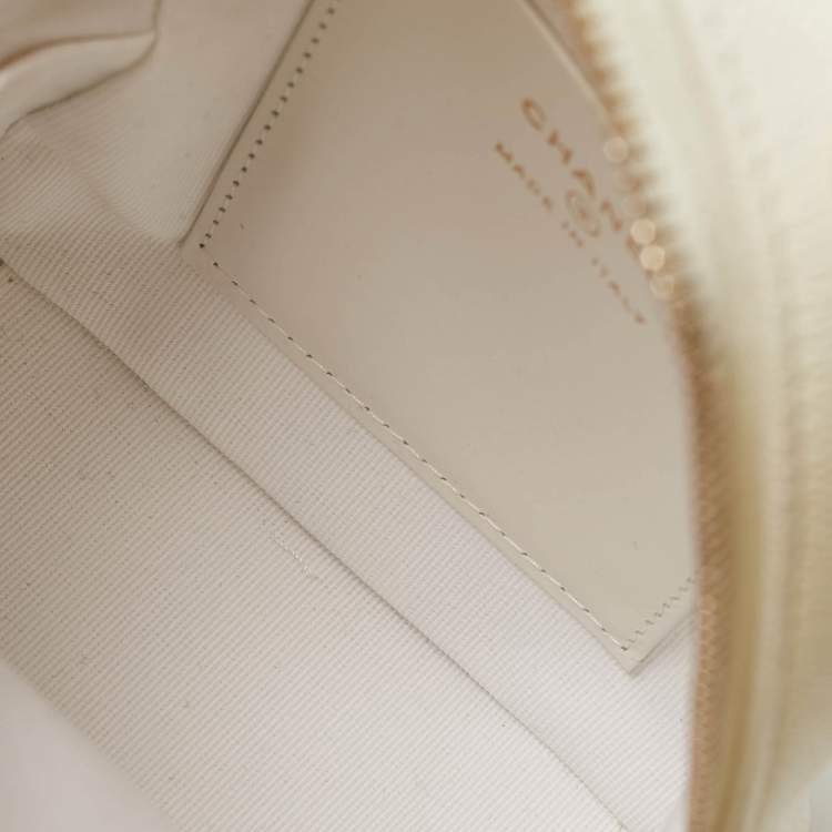 Pre Owned Chanel White Quilted Caviar Leather Mini CC Classic Backpack