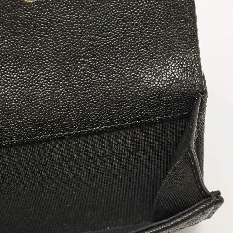 Pre Owned Chanel Black Quilted Caviar Leather Small Boy Flap Wallet