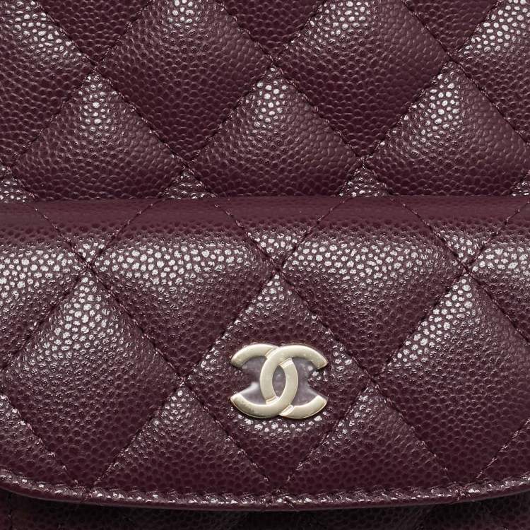 Pre Owned Chanel Burgundy Quilted Caviar Leather Mini CC Classic Backpack