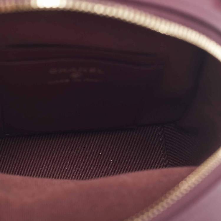 Pre Owned Chanel Burgundy Quilted Caviar Leather Mini CC Classic Backpack